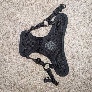 Black Dog Harness with Paw Print